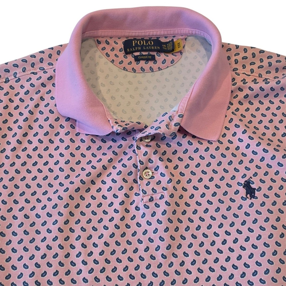 Polo Ralph Lauren Mens Polo Shirt Pink Paisley Classic Fit XXL